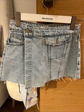 Zara Light Blue Denim Cutoff Shorts with Raw Hem